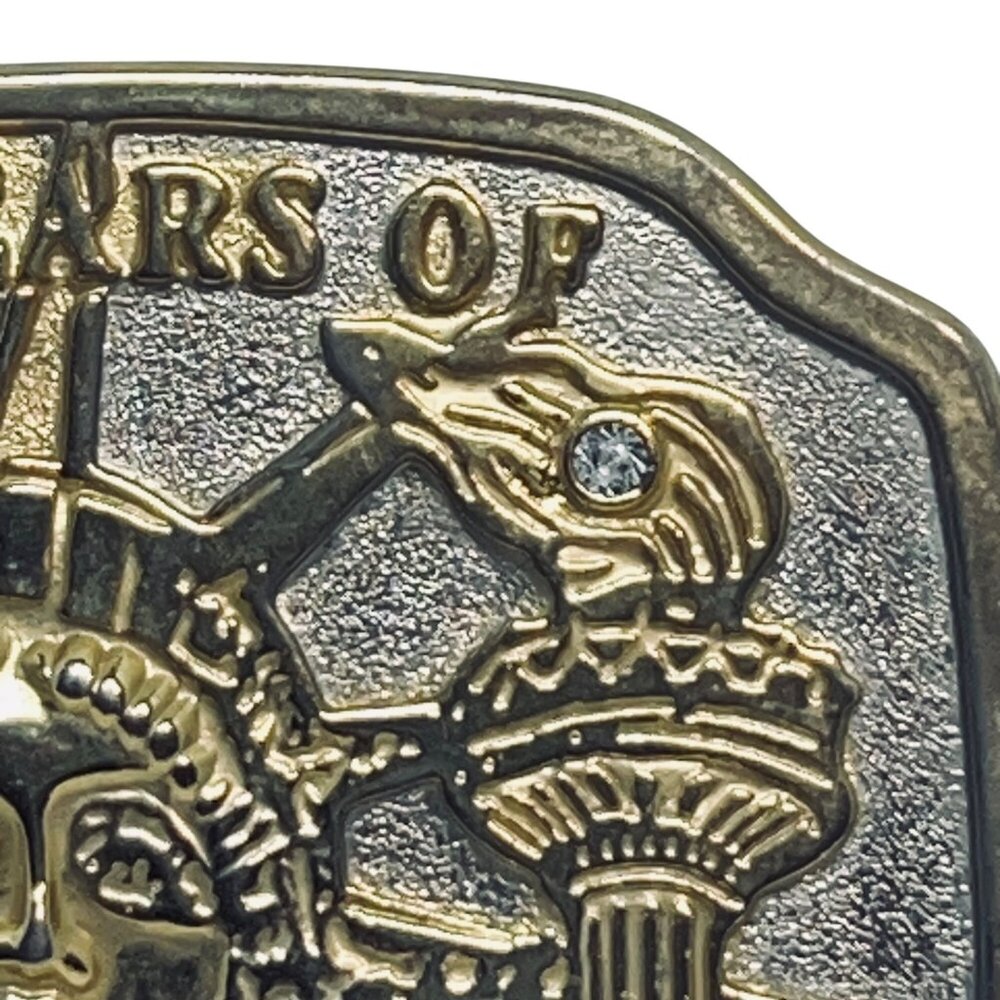 VTG 100 Years Of Liberty 1886-1986 Gold/Silver Tone Rhinestone Belt Buckle - Picture 2 of 5